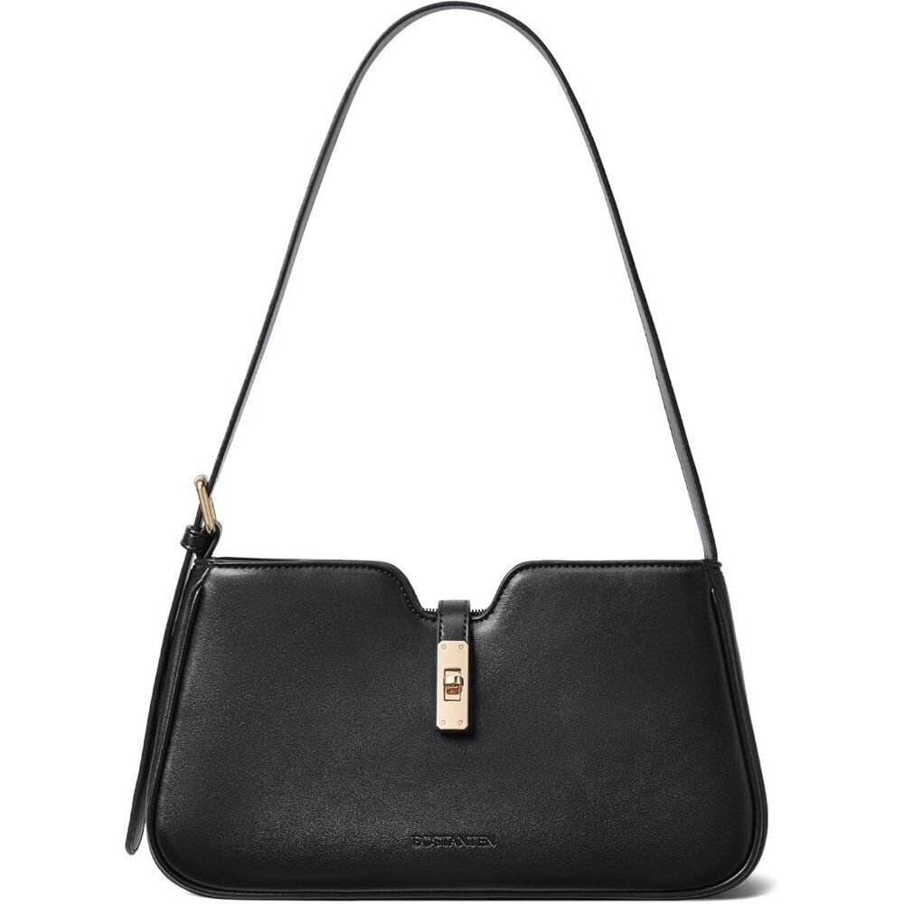 Women Black Vegan Leather Small Shoulder Bag Casual Hobo Purse